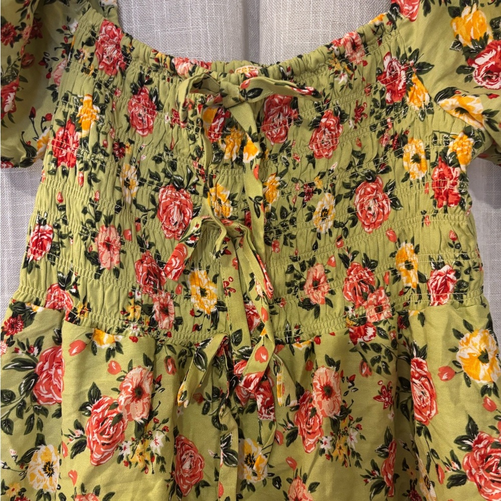 Rebellion Again Floral Green Tiered Maxi Dress - Picture 2 of 10